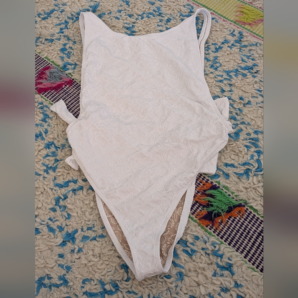 Free People White Floral One Piece Swimsuit